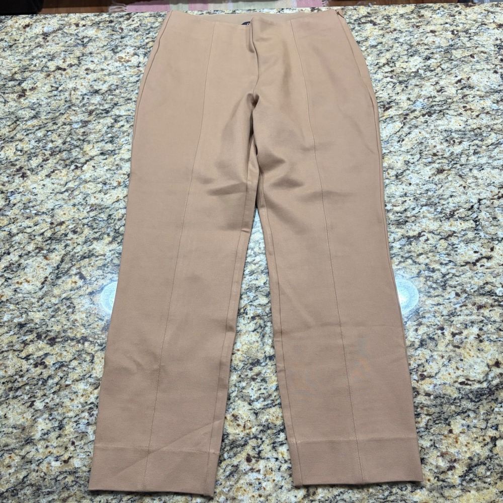 Quince Ultra-Stretch Ponte Straight Leg Pants Tan Brown Size L Professional ws